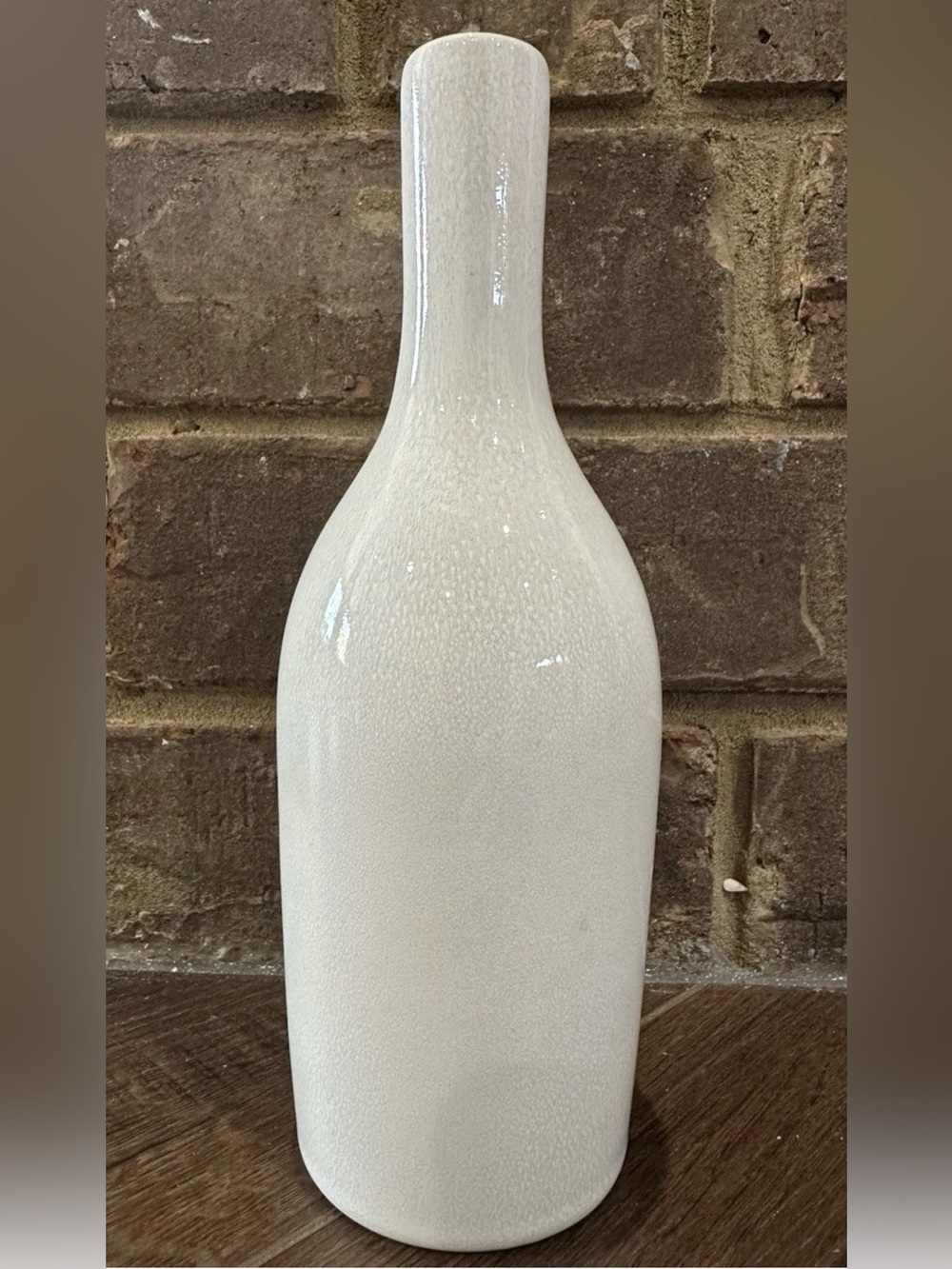 Jars Ceramiste Bud Vase Stoneware White Crackle Finish 8.75 In France